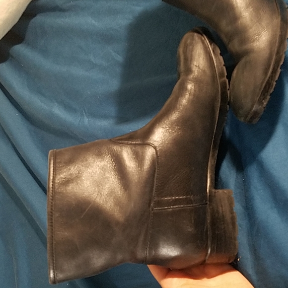 Gap Black Leather Moto Ankle Boots Booties Chelsea - Picture 9 of 11